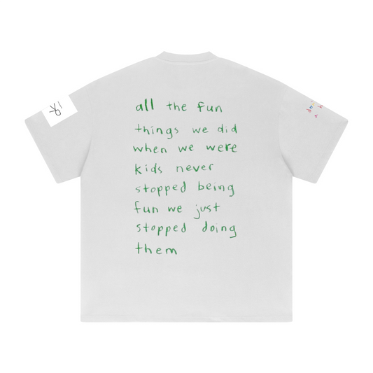 WAITING FOR IT ALL TO MAKE SENSE  - GREEN FONT, HEAVY WEIGHT WHITE BOXY DROP SHOULDER T SHIRT LOLLOSER- THE NOTES NOBODY KNEW ABOUT Unisex Oversized Heavyweight  Solid Color T-Shirt(420GSM)