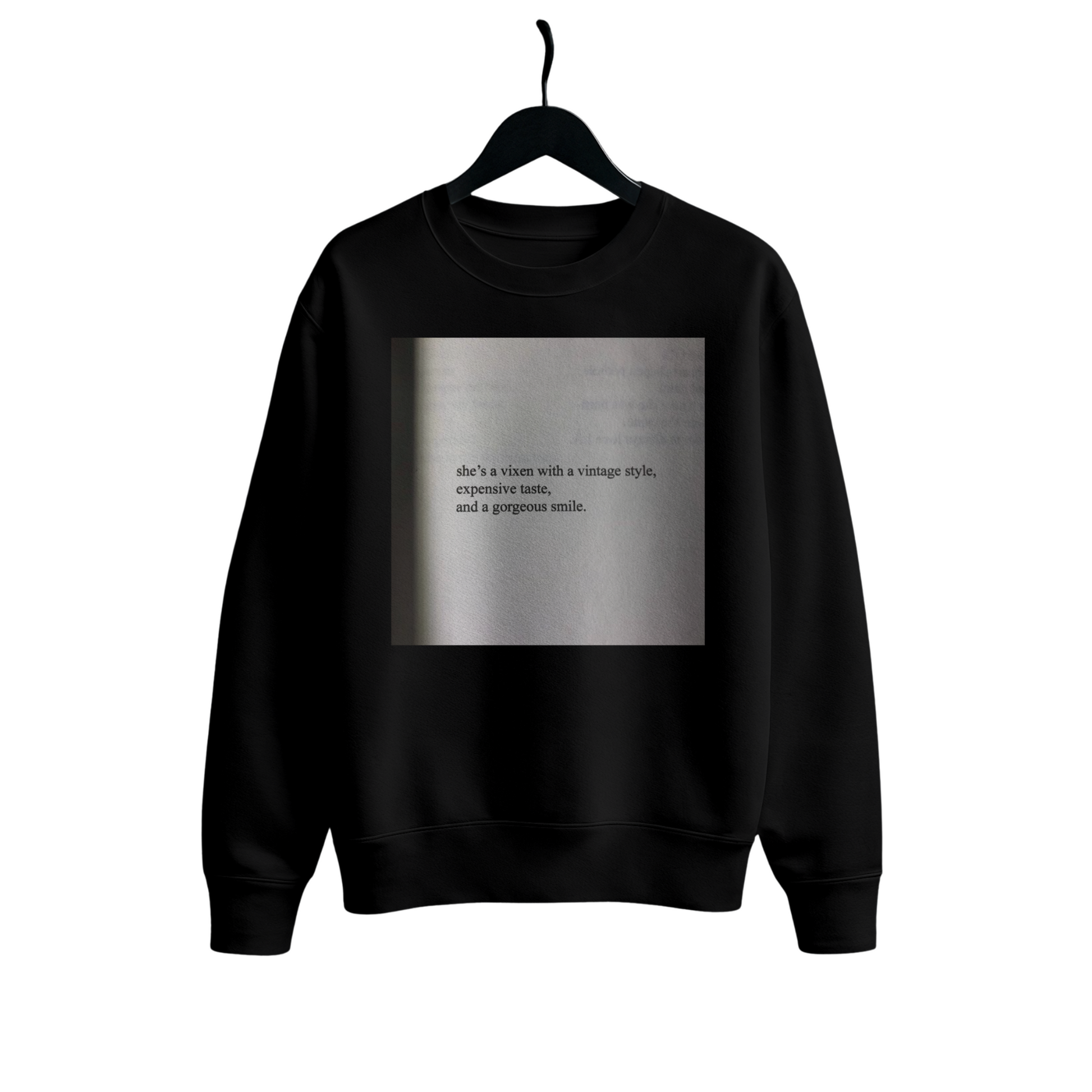 White crewneck sweatshirt with roses and bold text “I eat bitches like you for breakfast” | LÖLLÖSER