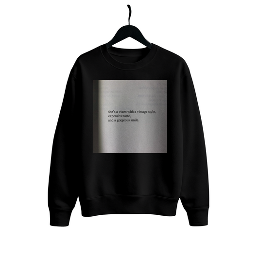 White crewneck sweatshirt with roses and bold text “I eat bitches like you for breakfast” | LÖLLÖSER