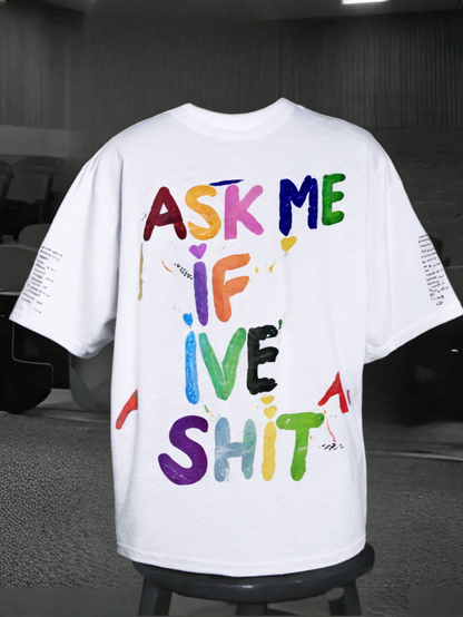 ASK ME IF I GIVE A FUCK - LOLLOSER NOTES NOBODY KNEW ABOUT COTTEN BOXY 460 GSM T SHIRT Unisex 100% Combed Cotton Cropped Oversized T-shirt (250g)